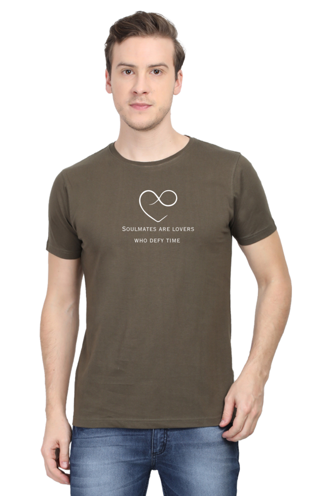 Soulmates are lovers who defy time- Cotton classic roundneck men-dark