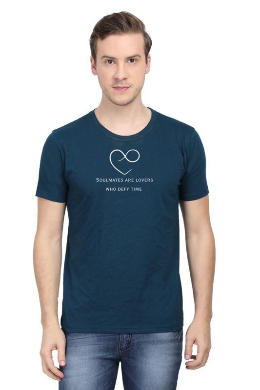 Soulmates are lovers who defy time- Cotton classic roundneck men-dark