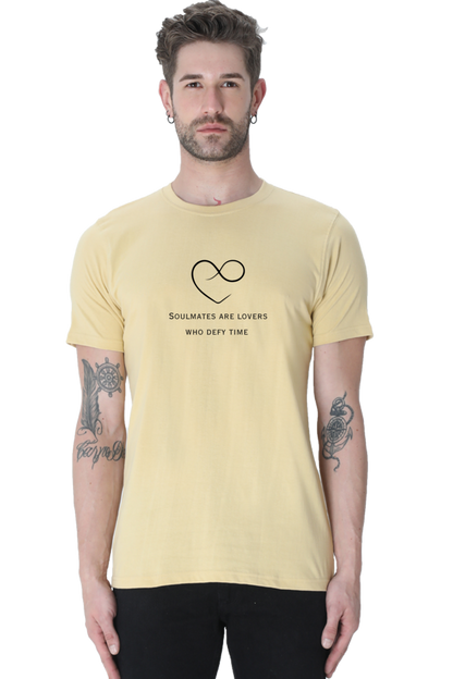 Soulmates are lovers who defy time- Cotton classic roundneck men-light